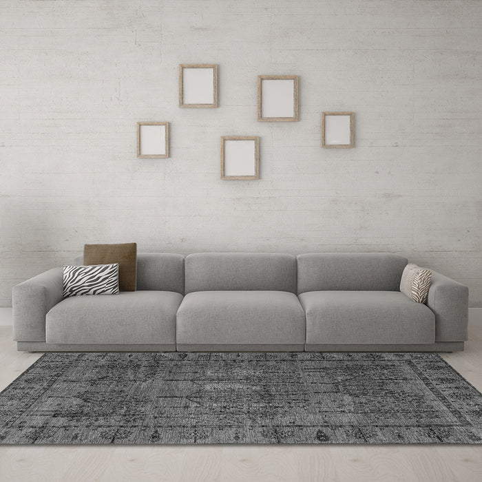 Machine Washable Abstract Gray Modern Rug in a Living Room,, wshabs4152gry