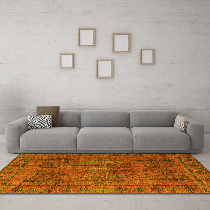 Machine Washable Abstract Yellow Modern Rug in a Living Room, wshabs4152yw