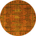 Round Abstract Yellow Modern Rug, abs4152yw