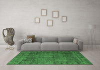 Machine Washable Abstract Emerald Green Modern Rug, wshabs4152emgrn