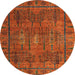 Round Abstract Red Modern Rug, abs4152