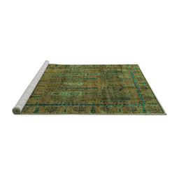 Sideview of Machine Washable Abstract Turquoise Modern Area Rugs, wshabs4152turq