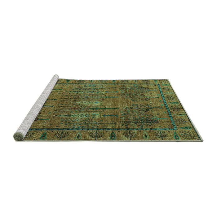 Sideview of Machine Washable Abstract Turquoise Modern Area Rugs, wshabs4152turq