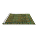 Sideview of Machine Washable Abstract Turquoise Modern Area Rugs, wshabs4152turq