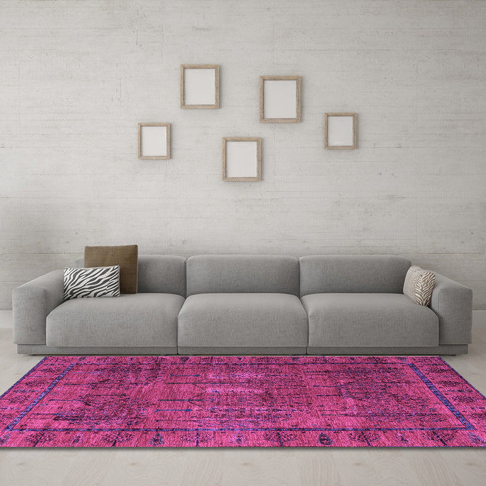 Machine Washable Abstract Purple Modern Area Rugs in a Living Room, wshabs4152pur