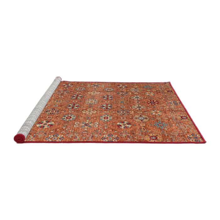 Sideview of Machine Washable Abstract Red Rug, wshabs4153