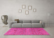 Machine Washable Abstract Pink Modern Rug in a Living Room, wshabs4153pnk