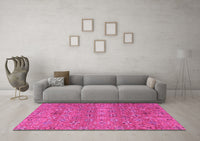 Machine Washable Abstract Pink Modern Rug, wshabs4153pnk