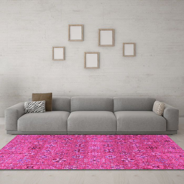 Machine Washable Abstract Pink Modern Rug in a Living Room, wshabs4153pnk