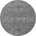 Round Machine Washable Abstract Gray Modern Rug, wshabs4153gry