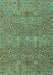 Machine Washable Abstract Turquoise Modern Area Rugs, wshabs4153turq