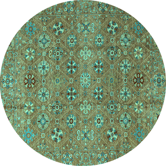 Round Abstract Turquoise Modern Rug, abs4153turq