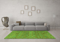 Machine Washable Abstract Green Modern Rug, wshabs4153grn