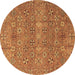 Round Machine Washable Abstract Brown Modern Rug, wshabs4153brn