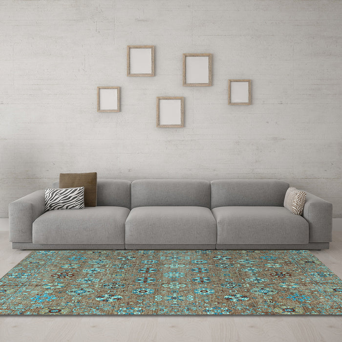 Machine Washable Abstract Light Blue Modern Rug in a Living Room, wshabs4153lblu