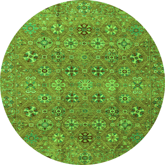 Round Abstract Green Modern Rug, abs4153grn