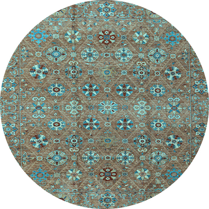 Round Machine Washable Abstract Light Blue Modern Rug, wshabs4153lblu