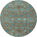 Round Machine Washable Abstract Light Blue Modern Rug, wshabs4153lblu