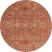 Round Machine Washable Abstract Red Rug, wshabs4153