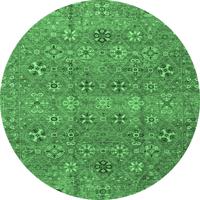 Round Abstract Emerald Green Modern Rug, abs4153emgrn