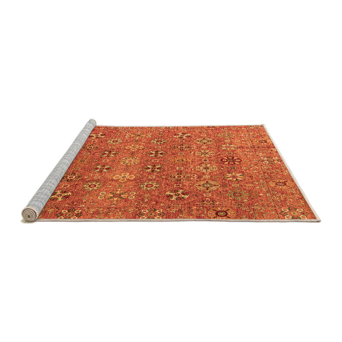 Sideview of Machine Washable Abstract Orange Modern Area Rugs, wshabs4153org