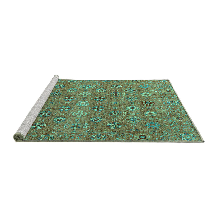 Sideview of Machine Washable Abstract Turquoise Modern Area Rugs, wshabs4153turq