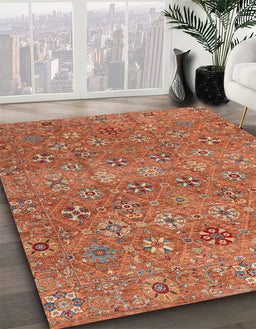 Machine Washable Abstract Red Rug in a Family Room, wshabs4153