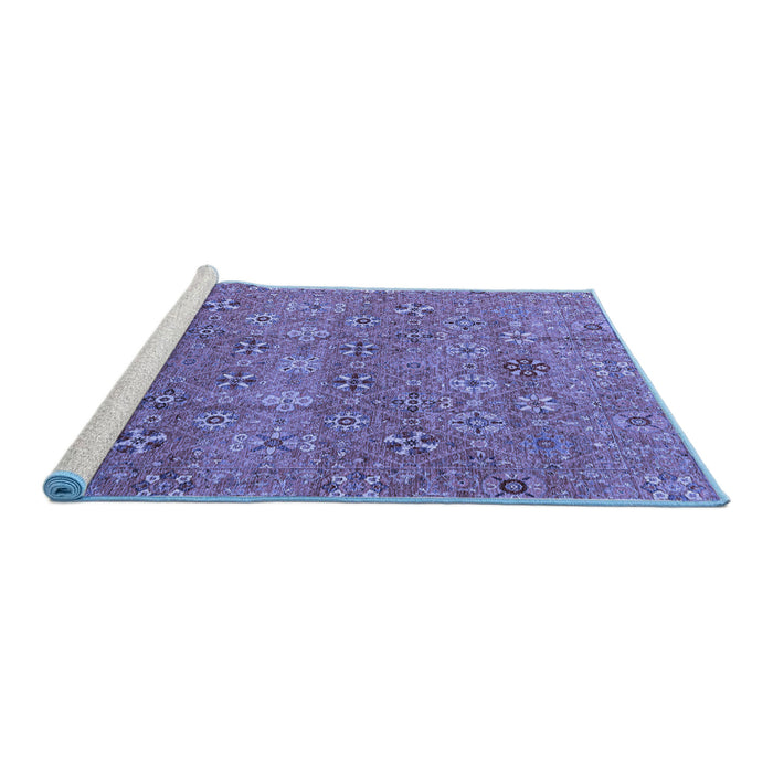 Sideview of Machine Washable Abstract Blue Modern Rug, wshabs4153blu