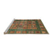 Sideview of Machine Washable Abstract Brass Green Rug, wshabs4154