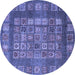 Round Machine Washable Abstract Blue Modern Rug, wshabs4154blu