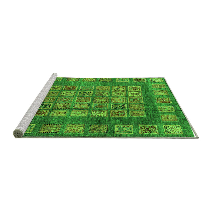 Sideview of Machine Washable Abstract Green Modern Area Rugs, wshabs4154grn
