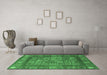 Machine Washable Abstract Emerald Green Modern Area Rugs in a Living Room,, wshabs4154emgrn