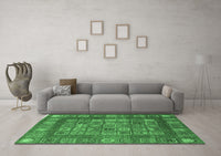 Machine Washable Abstract Emerald Green Modern Rug, wshabs4154emgrn