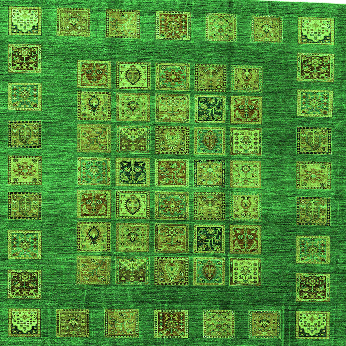 Square Abstract Green Modern Rug, abs4154grn