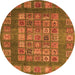 Round Abstract Orange Modern Rug, abs4154org