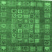 Square Machine Washable Abstract Emerald Green Modern Area Rugs, wshabs4154emgrn