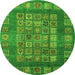 Round Machine Washable Abstract Green Modern Area Rugs, wshabs4154grn