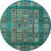 Round Machine Washable Abstract Light Blue Modern Rug, wshabs4154lblu