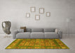 Machine Washable Abstract Yellow Modern Rug in a Living Room, wshabs4154yw