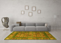 Machine Washable Abstract Yellow Modern Rug, wshabs4154yw