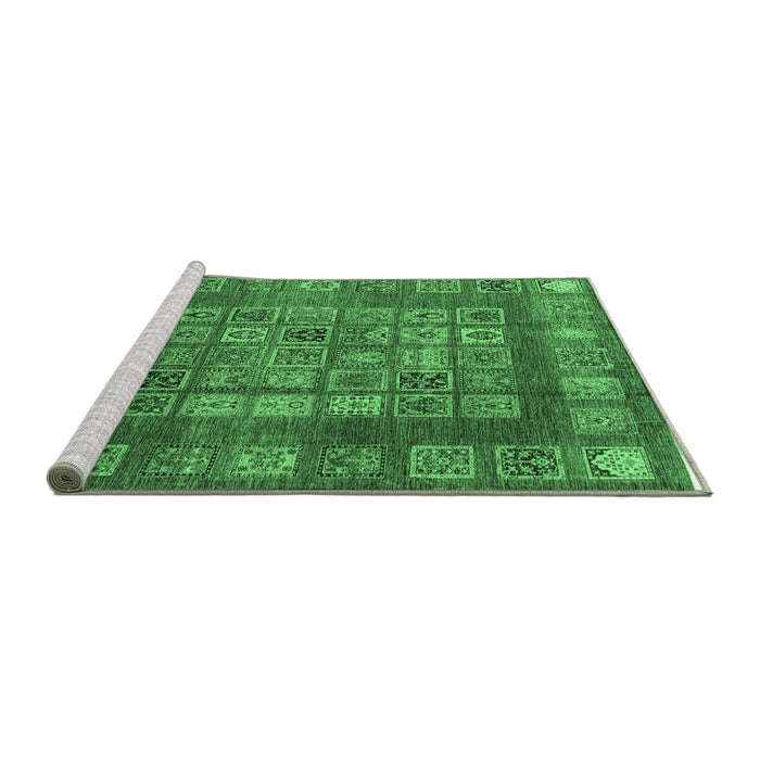 Sideview of Machine Washable Abstract Emerald Green Modern Area Rugs, wshabs4154emgrn