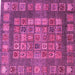 Square Machine Washable Abstract Pink Modern Rug, wshabs4154pnk