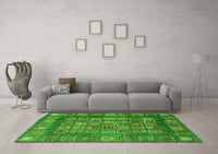 Machine Washable Abstract Green Modern Rug, wshabs4154grn