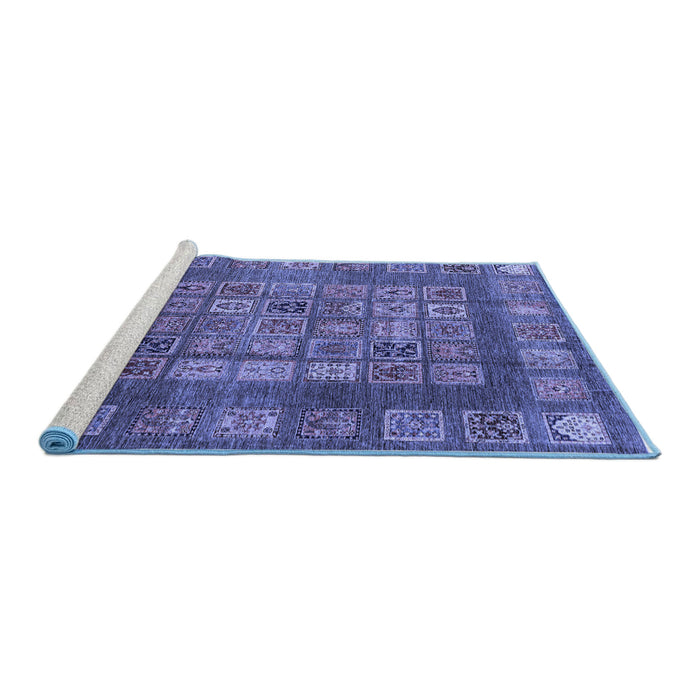 Sideview of Machine Washable Abstract Blue Modern Rug, wshabs4154blu