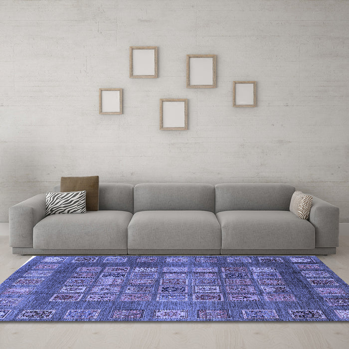 Machine Washable Abstract Blue Modern Rug in a Living Room, wshabs4154blu
