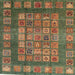 Square Abstract Copper Green Modern Rug, abs4154