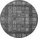 Round Abstract Gray Modern Rug, abs4154gry