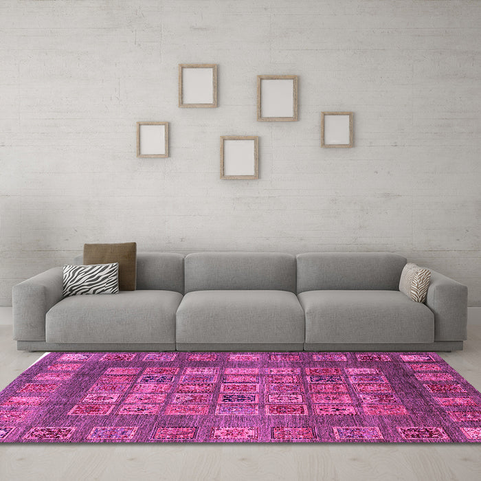 Machine Washable Abstract Pink Modern Rug in a Living Room, wshabs4154pnk