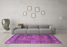 Machine Washable Abstract Purple Modern Area Rugs in a Living Room, wshabs4154pur