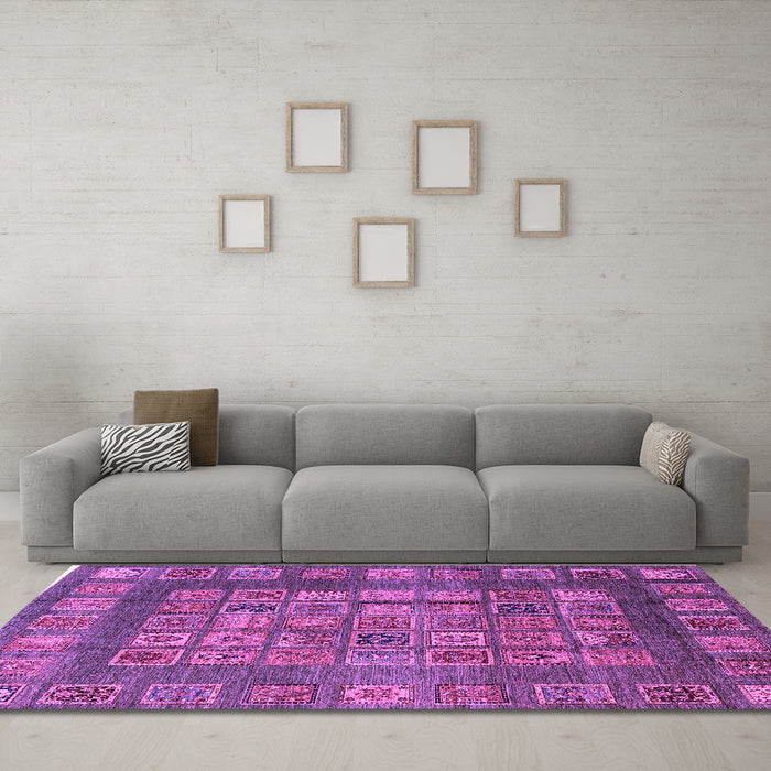 Machine Washable Abstract Purple Modern Area Rugs in a Living Room, wshabs4154pur
